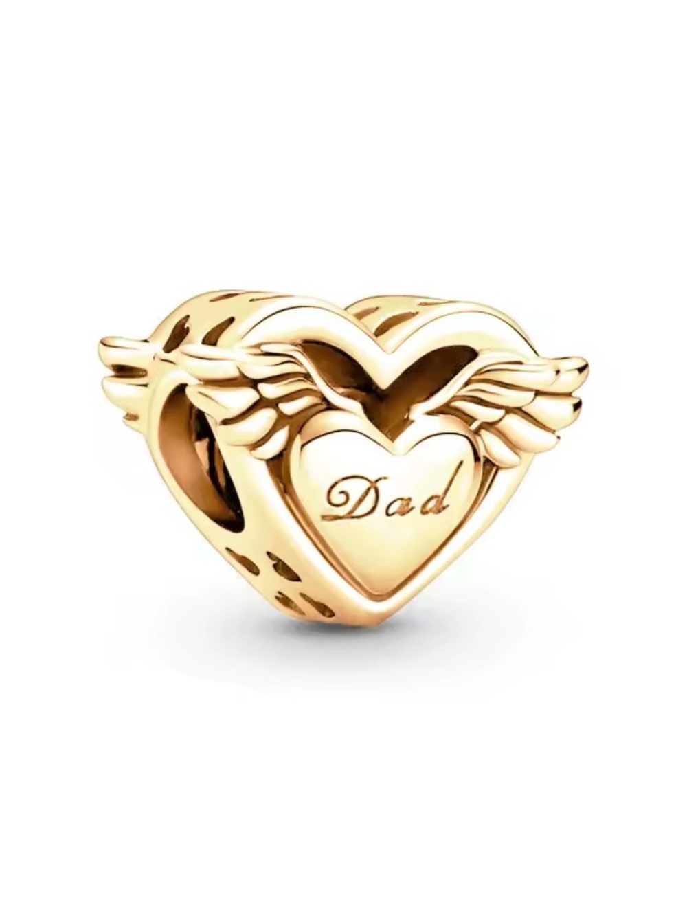 Gold Winged Heart 'Dad' Charm Bead